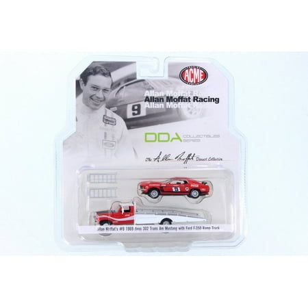 302 Mustang Engine - 1968 Allan Moffat Racing 1968 Ford F-350 Ramp Truck & 1969 Ford Mustang Boss 302 Trans Am #9 Coca Cola, Red/White - ACME 51139 - 1/64 Scale Diecast Model Toy Car
