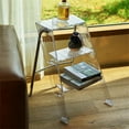 thumbnail image 1 of Folding Step Stool for Adults, 3 Step Ladder for Kitchen, Library Step Stool Acrylic Chair with Anti-Slip Platform and Steel Frame, Storage Shelf for Garden, 170lbs Capacity (Transparent), 1 of 1