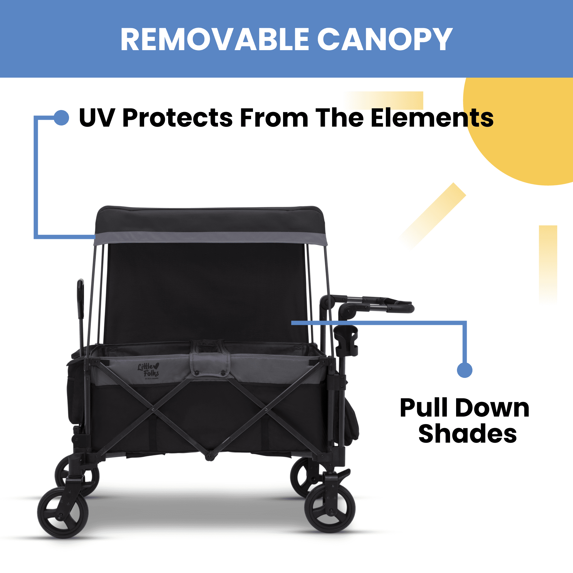 Little Folks by Delta Children City Wagon Cruiser Stroller, Black