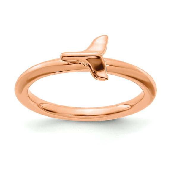 Stackable Expressions Sterling Silver Rose Gold-plated Whale Tail Ring