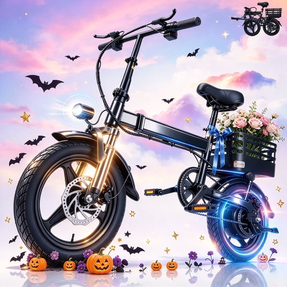 XKJ Electric Bike for Adults, Ebike, Electric Bicycle with 576WH Removable Battery,14" Folding Ebike for Teens,20MPH,500W High Motor,Multi-Shock Absorption,Commuting Mini E Bikes,UL2849
