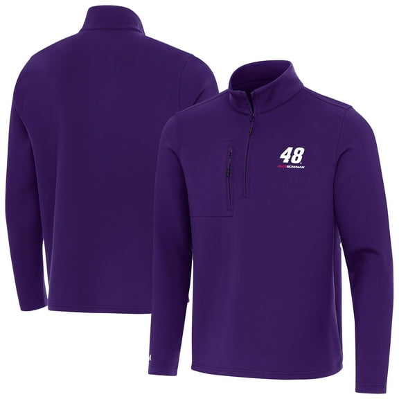 Men's Antigua  Purple Alex Bowman Insider Quarter-Zip Top