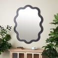 thumbnail image 2 of DecMode 31" x 40" Black Handmade Wavy Wall Mirror with Dimensional Carved Frame, 2 of 9