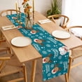 thumbnail image 3 of Christmas Santa Claus Table Runner - 72 Inch Long Cartoon Xmas Elk Snowflakes Blue Cotton and Linen Blended Dress Scarves Farmhouse Table Runner for Kitchen Dining, Coffee Table, 13" x 72", 3 of 8