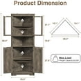 thumbnail image 2 of 67''H Rustic Grey Tall Farmhouse Corner Storage Cabinet with 4 Tempered Glass Doors and Barn Doors, Narrow Bathroom Cabinet with 5 Adjustable Shelves, Corner Hutch for Kitchen, Dining Living Room, 2 of 18