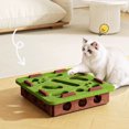 thumbnail image 3 of HUISZJ Cat Nail File Toy Enrichment Box Cat Puzzle Maze Holes Toy with 3 Bell Balls Interactive Cat Nail File Scratcher Board (Green), 3 of 10