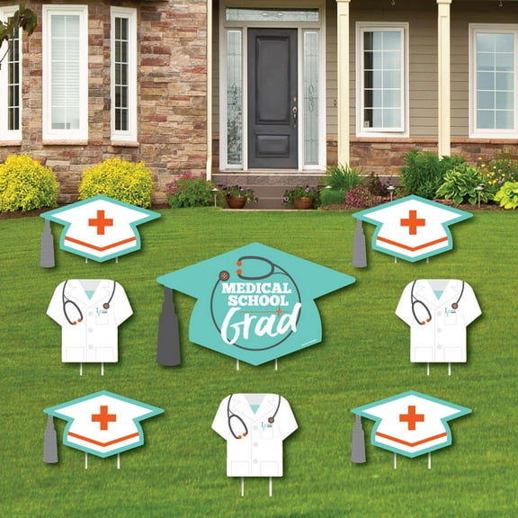 Big Dot of Happiness Medical School Grad Doctor Outdoor Decorations - Graduation Yard Signs - Set of 8