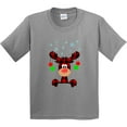 thumbnail image 3 of Inktastic Cute Flannel Reindeer with Christmas Bulbs and Snowflakes Youth T-Shirt, 3 of 5