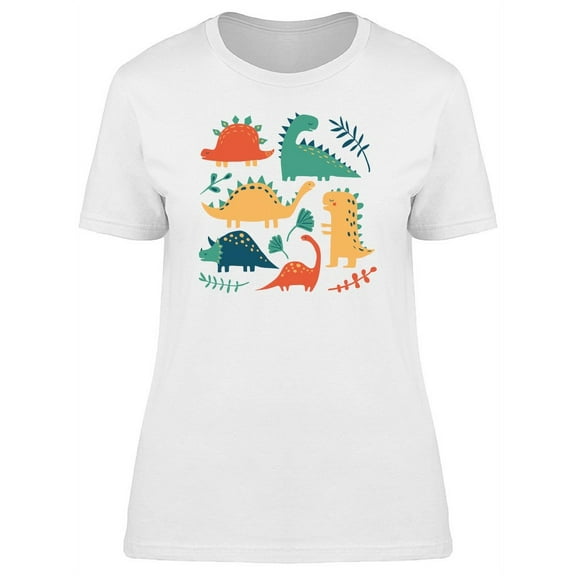 Cute Colorful Dinosaur Doodles Tee Women's -Image by Shutterstock