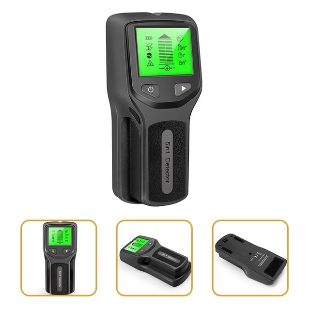 Detector de vigas de pared 5 en 1 mejorado que localiza rápidamente madera, metal, vigas, tuberías, varillas de refuerzo, vigas y cables de CA con corriente. Pantalla LCD grande y clara de fácil