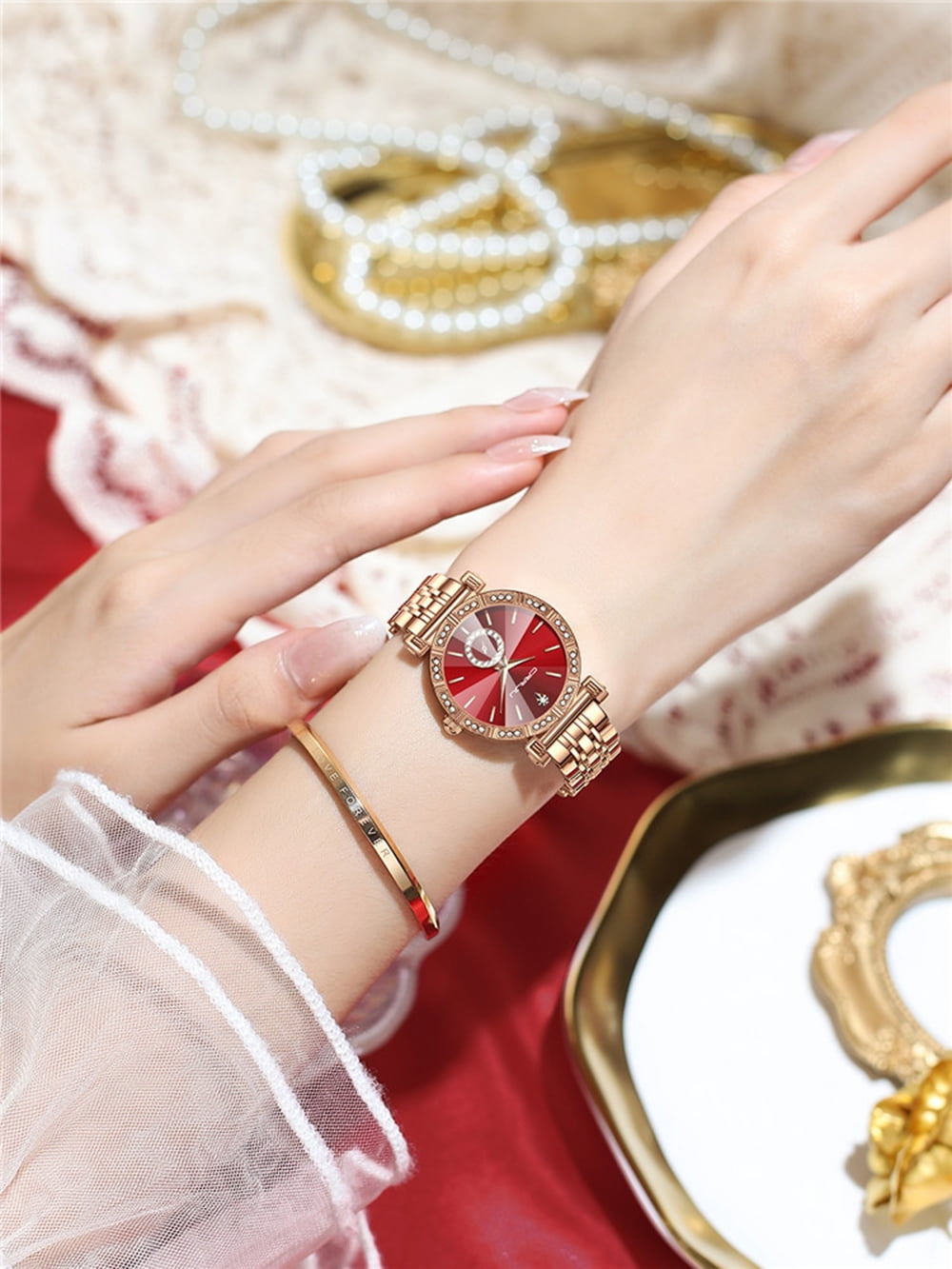 Women Watch Fashion Gold Diamond Analog Quartz Female Watch for Women Luxury Dress Ladies Stainless Steel Waterproof Wrist Watches