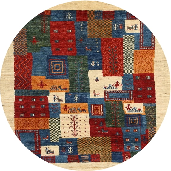 Ahgly Company Indoor Round Contemporary Brownish Green Abstract Area Rugs, 6' Round