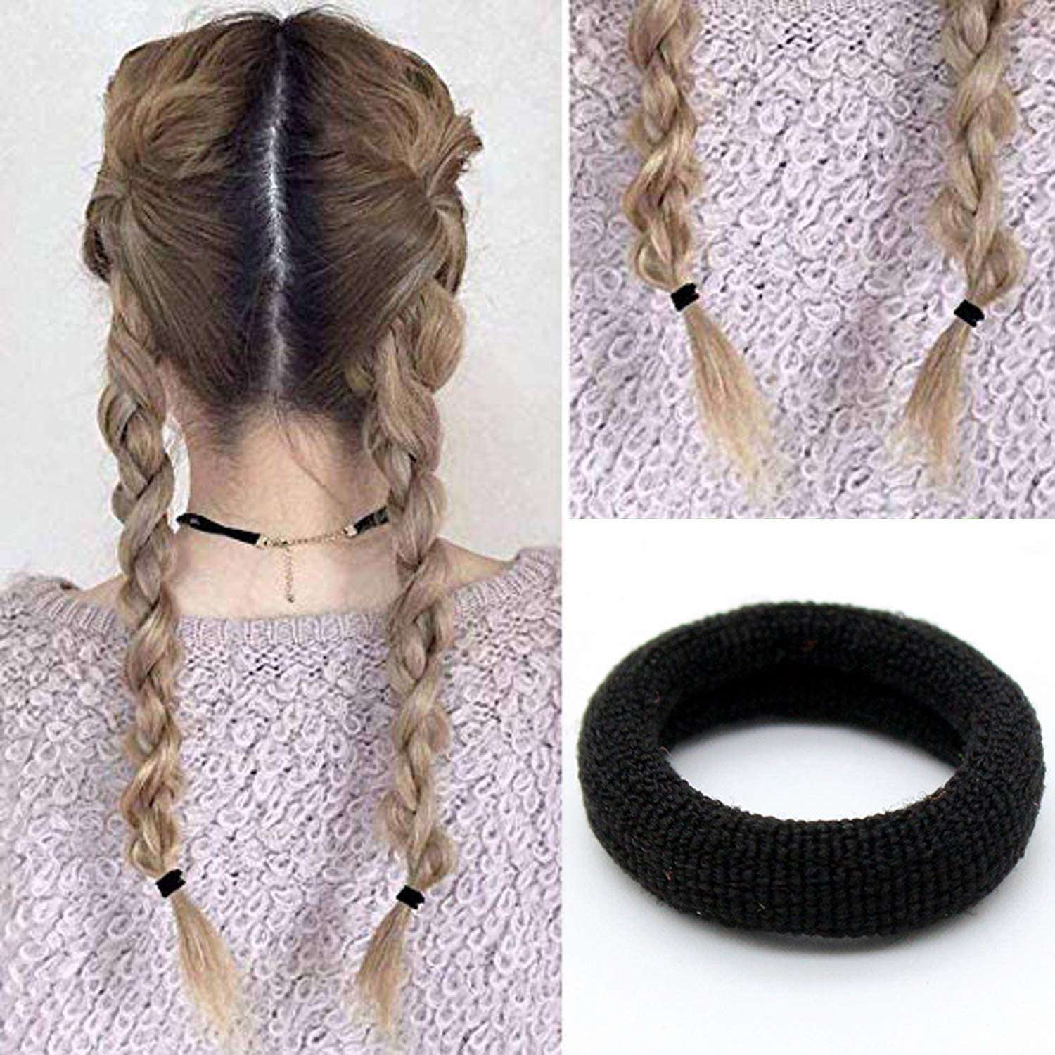 Black and White Mini Hair Rubber Bands Set, Soft Elastic Hair Ties for Daily Styling (Pack of 100)