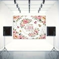thumbnail image 3 of Sweet Girl Baby Shower Backdrop A Sweet Little Girl is on Her Way Photography Background Pink Butterfly Floral Sweet Baby Shower Birthday Party Decorations Banner Supplies Photo Booth Props, 3 of 6