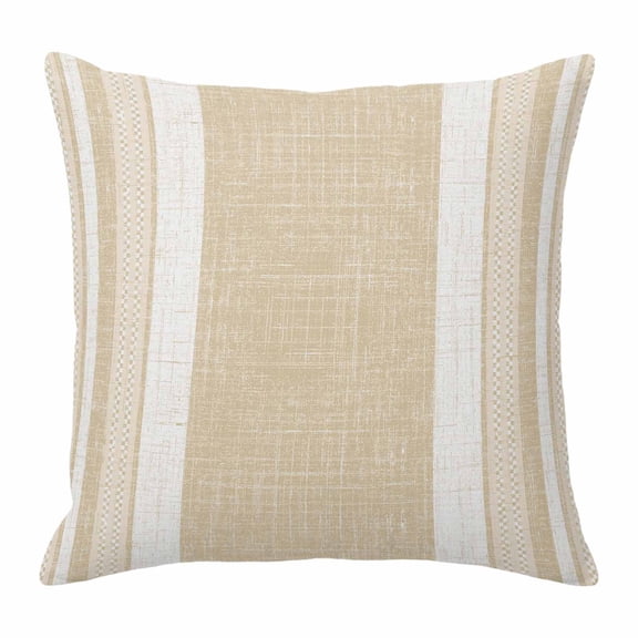 Throw Pillow Covers 24x24 Inch, Vintage Cream Striped Decorative Pillow Cases for Couch Sofa Bed, Farmhouse Modern Stripes Boho Linen Cotton Linen Square Home Decor Pillowcases with Hidden Zipper
