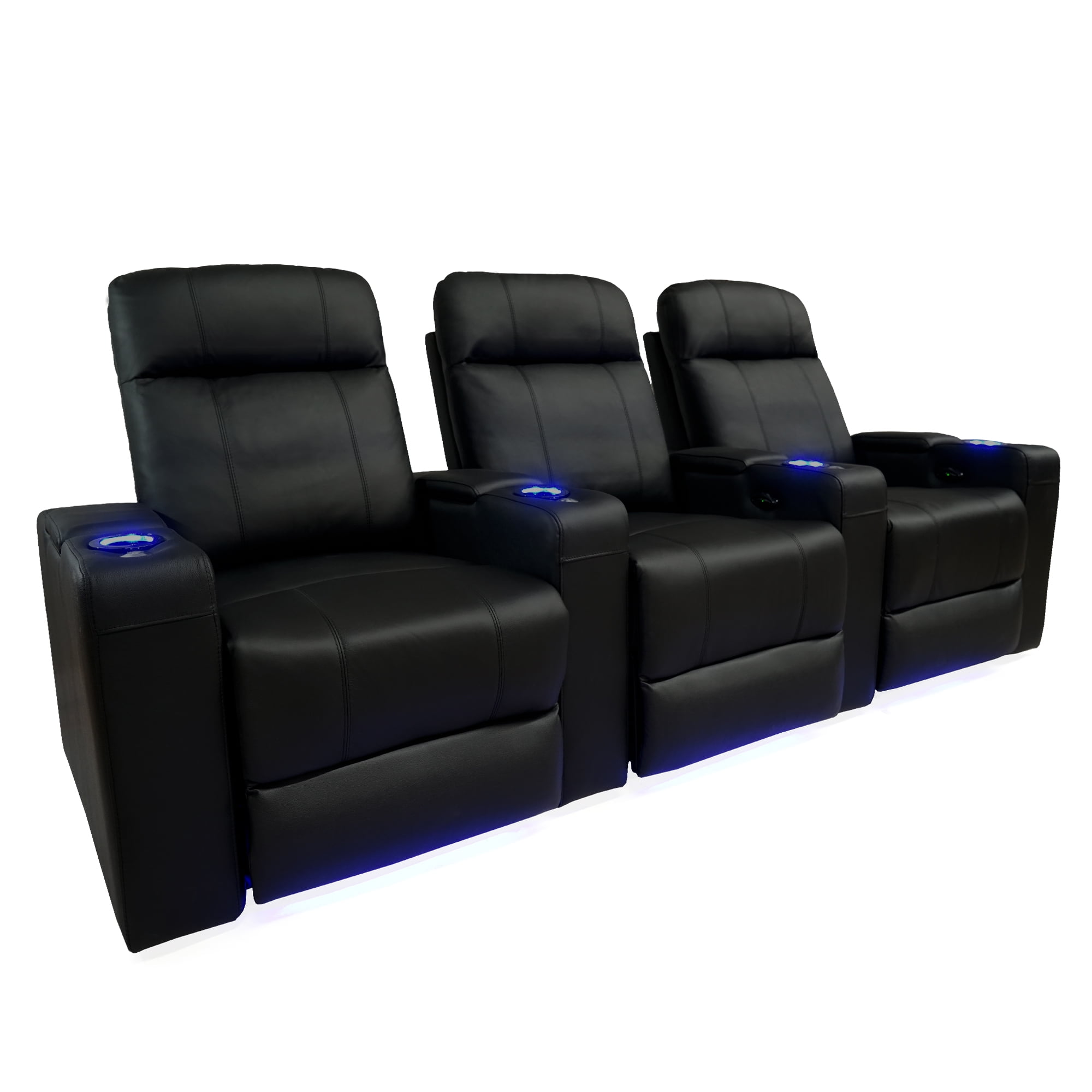 Valencia Piacenza Black Top Grain Leather Home Theatre Power Recliner