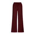 thumbnail image 4 of Lmnyox Cotton Linen Pants for Women Summer Wide Leg Drawstring Palazzo Pants Flowy Vacation Trousers, 4 of 6