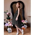 thumbnail image 4 of Oudiya Girls Formal Party Dresses Wedding Tulle Sleeveless Contrast Mesh High Low Flower Dress with Belt, 4 of 7