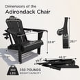 thumbnail image 5 of Tappio Folding Adirondack Chair Set of 2, All Weather HDPE Outdoor Patio Chairs with 3- Position Adjustable Backrest, Detachable Multifunctional Holders and Cup Holders, Fire Pit Chairs, Black, 5 of 8