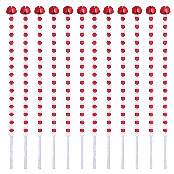 Gymnture 25 Christmas Bell Picks Red White Tree Decor Ornaments Sticks Home Party Gift