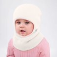 thumbnail image 3 of UngA Baby Girls Boys Knitted Winter Hat Scarf Toddler Kids Earflap Hood Scarves Caps Fleece Lined (White,1-6 Years), 3 of 4