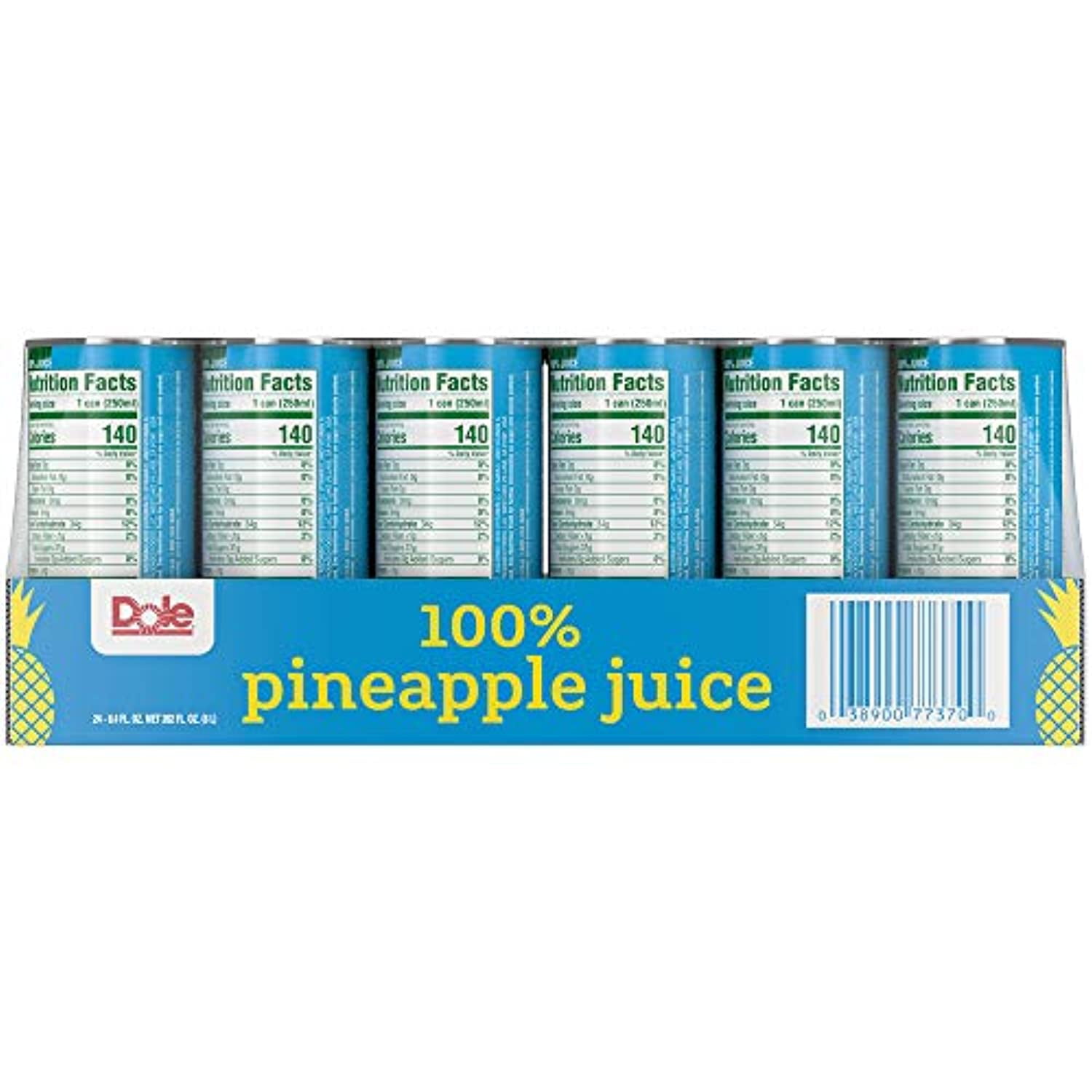Dole 100% Pineapple Juice, No Added Sugar, Excellent Source of Vitamin C, 100% Fruit Juice, Packaging May Vary, 8.0 Fl Oz (Pack of 24)