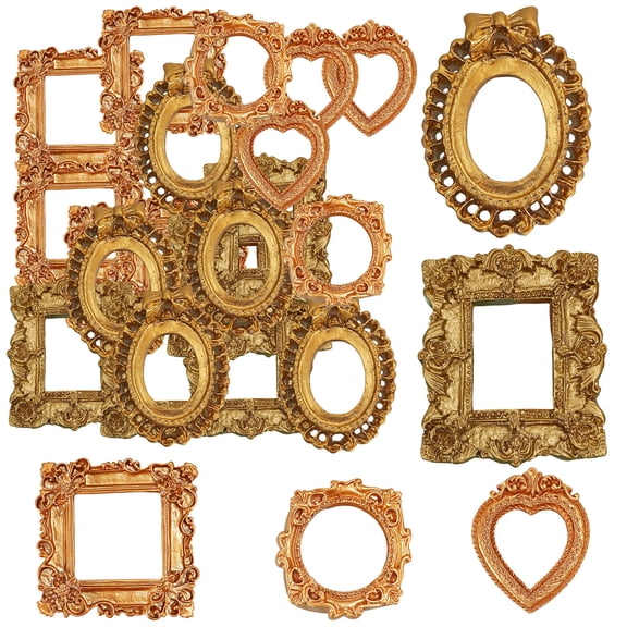 Alaiyaky 25 PCS Mini Vintage Frames, Tiny Resin Antique Frames, DIY Small Picture Frames Antique Photo Frames for Jewelry Display Party Photography Wall Decor Hanging