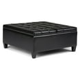thumbnail image 4 of Simpli Home Harrison 36" Transitional Square Coffee Table Ottoman in Black Faux Leather, 4 of 5
