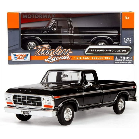1978 Ford Bronco Custom, Black - Motor Max 79374WBK - 1/24 scale Diecast Model Toy Car