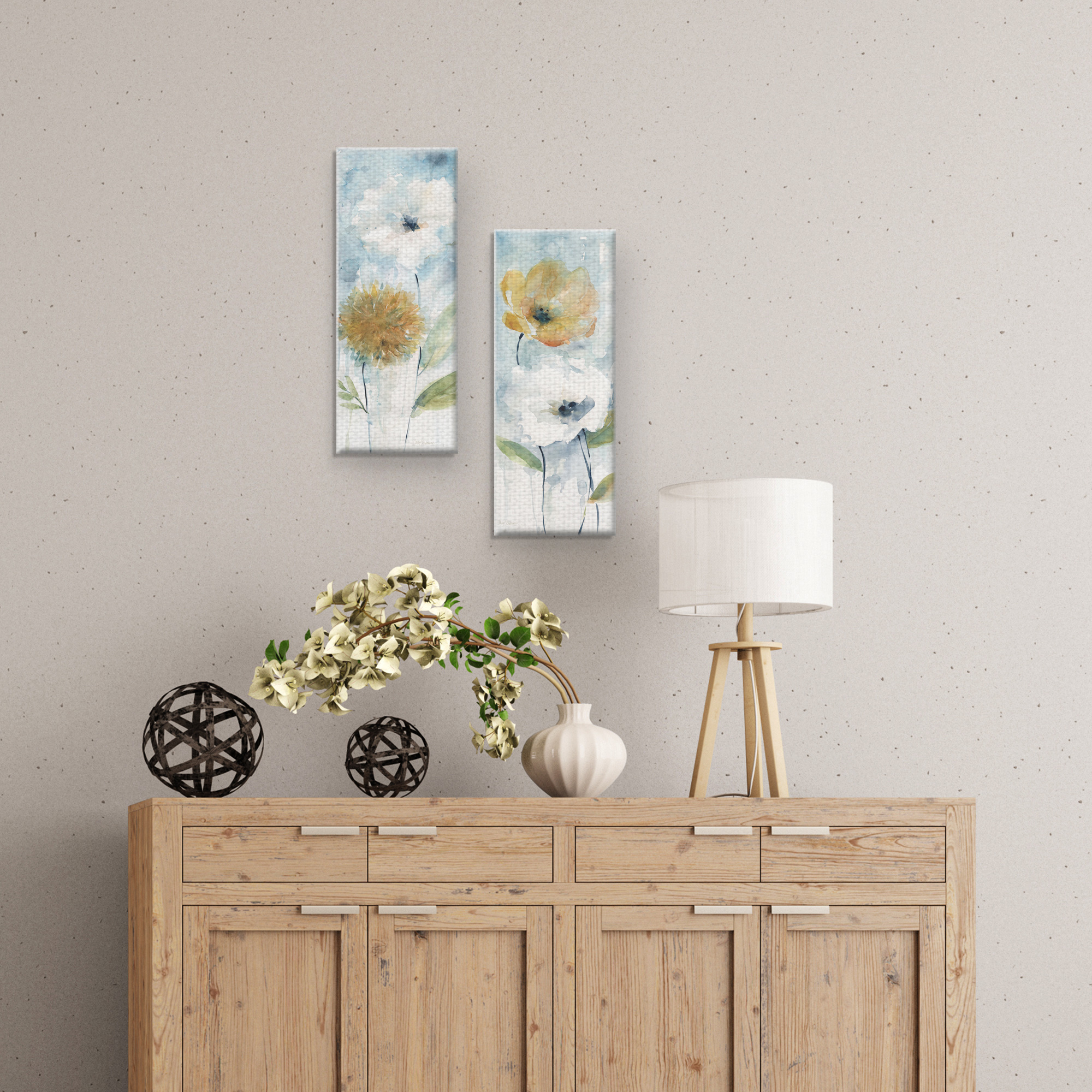 Masterpiece Art Gallery Holland Spring Blooms I & II White & Gold By Carol Robinson Canvas Art Print Set of 28" x 20"
