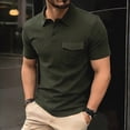 thumbnail image 2 of Dagugfen Dress Shirts for Men Collared Neck Short Sleeve Quarter Button Suit Shirts Business Workwear Pullover Tops with Pocket, 2 of 8