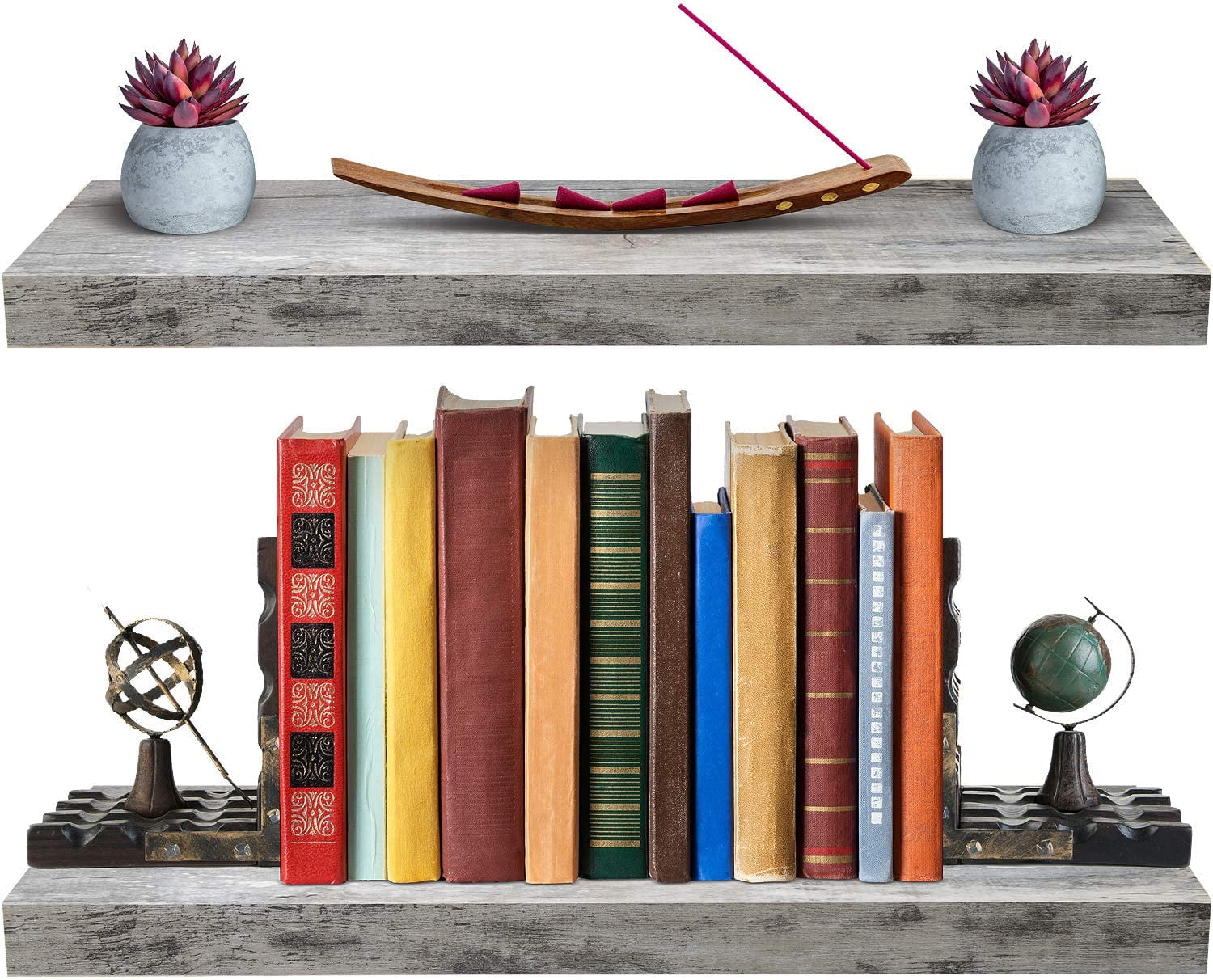 CHTER Floating Shelves for Wall - 24" Bathroom Shelves, Wall Decor for Bedroom, Kitchen, Living Room, Home Decor & Book Storage - Mounted Floating Shelf with Invisible Brackets (Gray, 2 Pack)