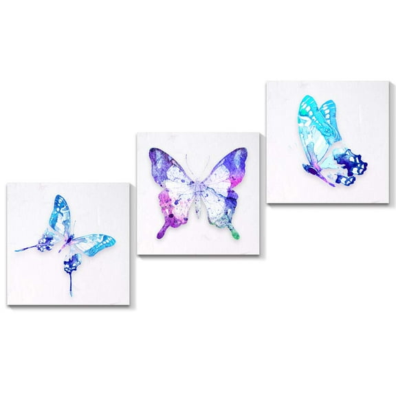 wall26 3 Panel Canvas Wall Art Beautiful Butterfly Pictures Home Wall Decorations for Bedroom Living Room Paintings Canvas Prints Framed - 12"x12"x3 Panels