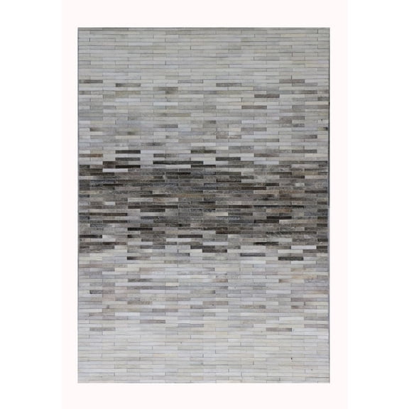 Pasargad Home Cowhide Galaxy 5' x 8' Hand-Loomed Cowhide Silver Rug - All Ages, Indoors