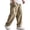 Khaki, variant on Men's Drawstring Waist Sweatpants Split Side Textured Baggy Straight Leg Pants with Pockets