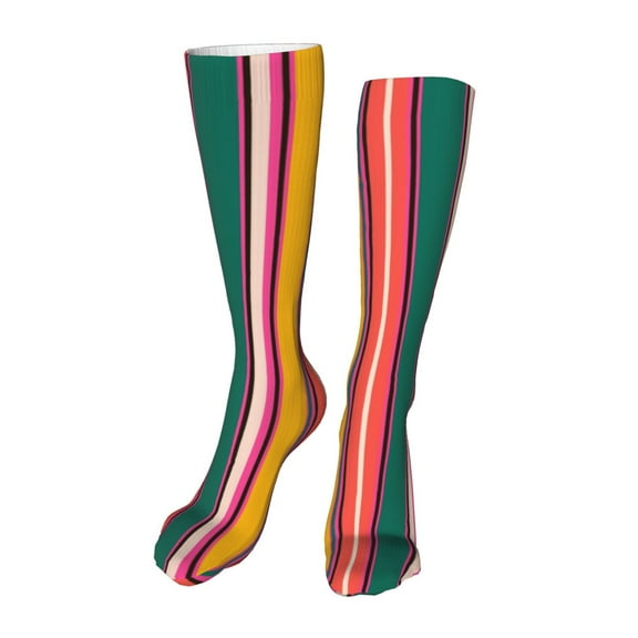 Rateoe Vertical Stripes print Women's Men's Novelty 20in Crew Socks Cotton Socks Knee High Socks for Walking,Running,Nurses,Pregnancy-One Size