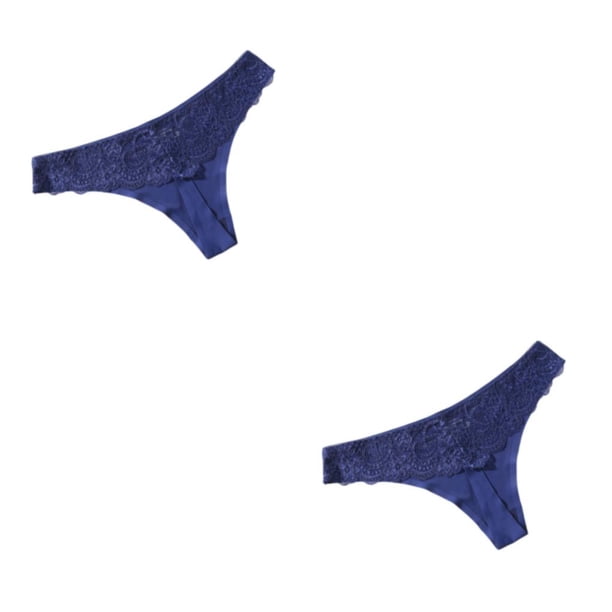 Minnieouse Bragas de tiro bajo, Tanga, ropa interior para mujer, Tanga, bragas sin costuras, mano de obra fina, elasticidad, ropa de dormir para Azul oscuro METRO 2piezas