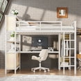 thumbnail image 2 of Harper & Bright Designs Queen Size Metal Loft Bed with Wardrobe And L-shaped Desk, Heavy-duty Loft Bed with Storage Cubes and Shelves, White Wood-grain, 2 of 10