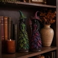 thumbnail image 6 of Enchanted Autumn Witch Figurine, 5'' Halloween Witch Desktop Fall Decorations, Witch Shelf Decoration for Mantel Fireplace Tiered Tray, Gothic Harvest Home Halloween Decorations Gift (Green), 6 of 9