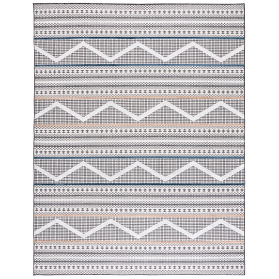 SAFAVIEH Cabana Briella Geometric Indoor/Outdoor Area Rug, Black/Ivory, 9' x 12'