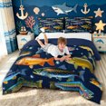 thumbnail image 3 of meiyoeat Kawaii Rustic Pike Fish Queen Comforter Set for Men Boys, Rustic Lake Animal Comforter Sets Queen, Navy, Blue Reversible, 3-Piece, 1 Comforter and 2 Pillowcases, 3 of 6