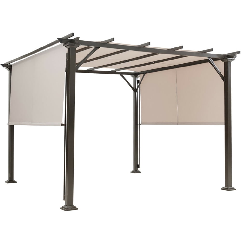 Aimee Lii 10 x 10 Feet Metal Frame Patio Furniture Shelter, Backyard Canopy Gazebo, Beige Aimee Lii 10 x 10 Feet Metal Frame Patio Furniture Shelter, Backyard Canopy Gazebo, Beige