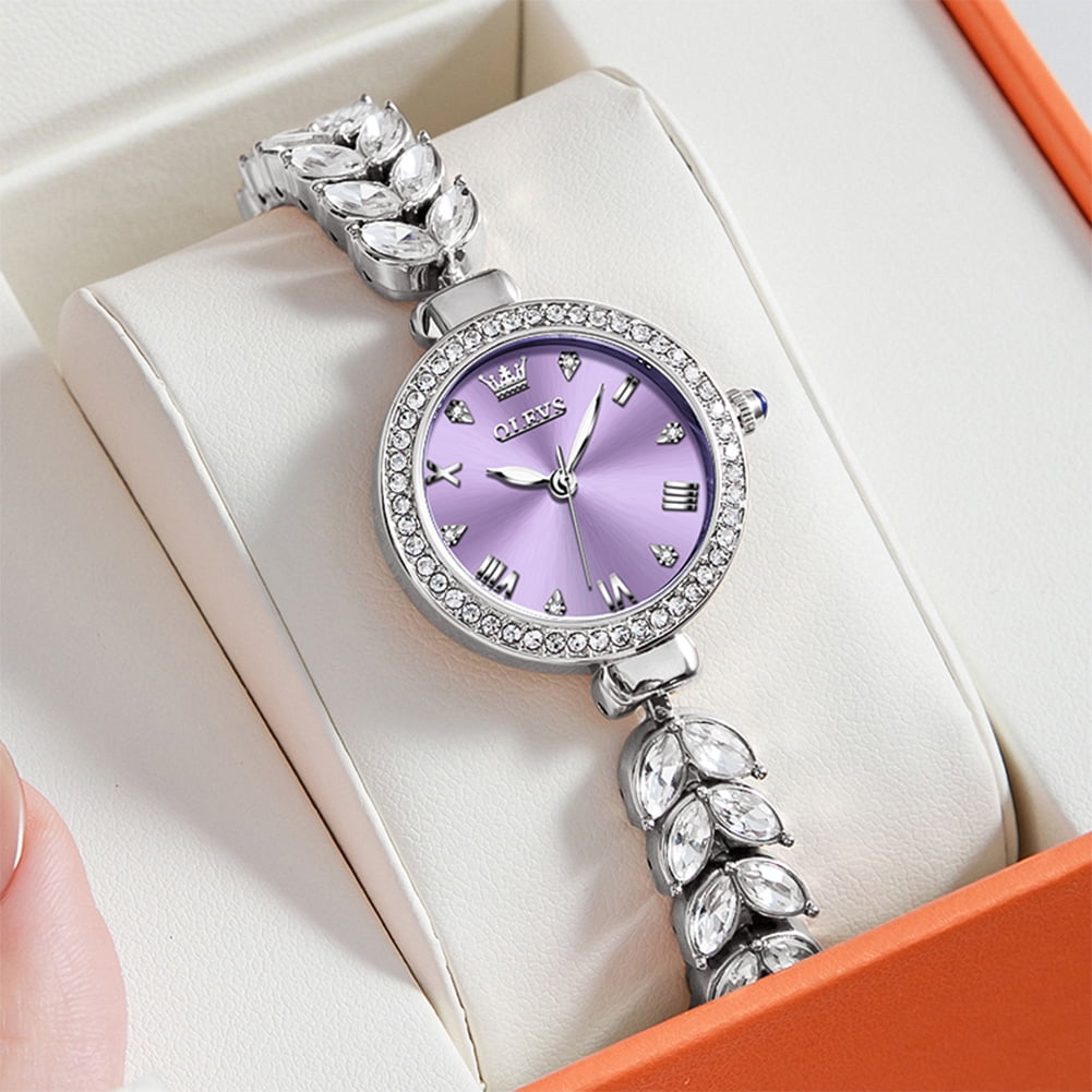 OLEVS Watches for Women Fashion Dress Analog Quartz Rose Gold Plated Stainless Steel Waterproof Luminous Luxury Ladies Watches Women Wrist Watches Gift Relojes para Mujer Pink/Purple/Green/Blue