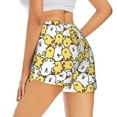 thumbnail image 4 of Picia Cartoon Chicken Pattern Women's 2 in 1 Athletic Running Shorts High Waisted Workout Casual Gym Sweat Shorts with Comfy Liner Zipper Pockets-Large, 4 of 9