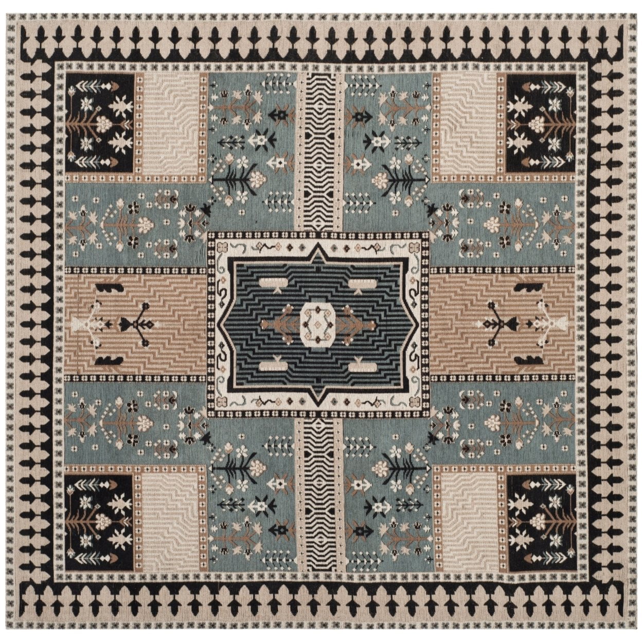 SAFAVIEH Classic Vintage Seanna Geometric Area Rug, Slate/Beige, 4' x 6'