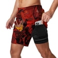 thumbnail image 2 of Hazbin Hotel Alastor Radio Demon Mens Board Shorts Summer Swim Trunks Quick Dry Beach Swimwear Bathing Suit Swim Shorts with Compression Liner And Pockets, 2 of 7