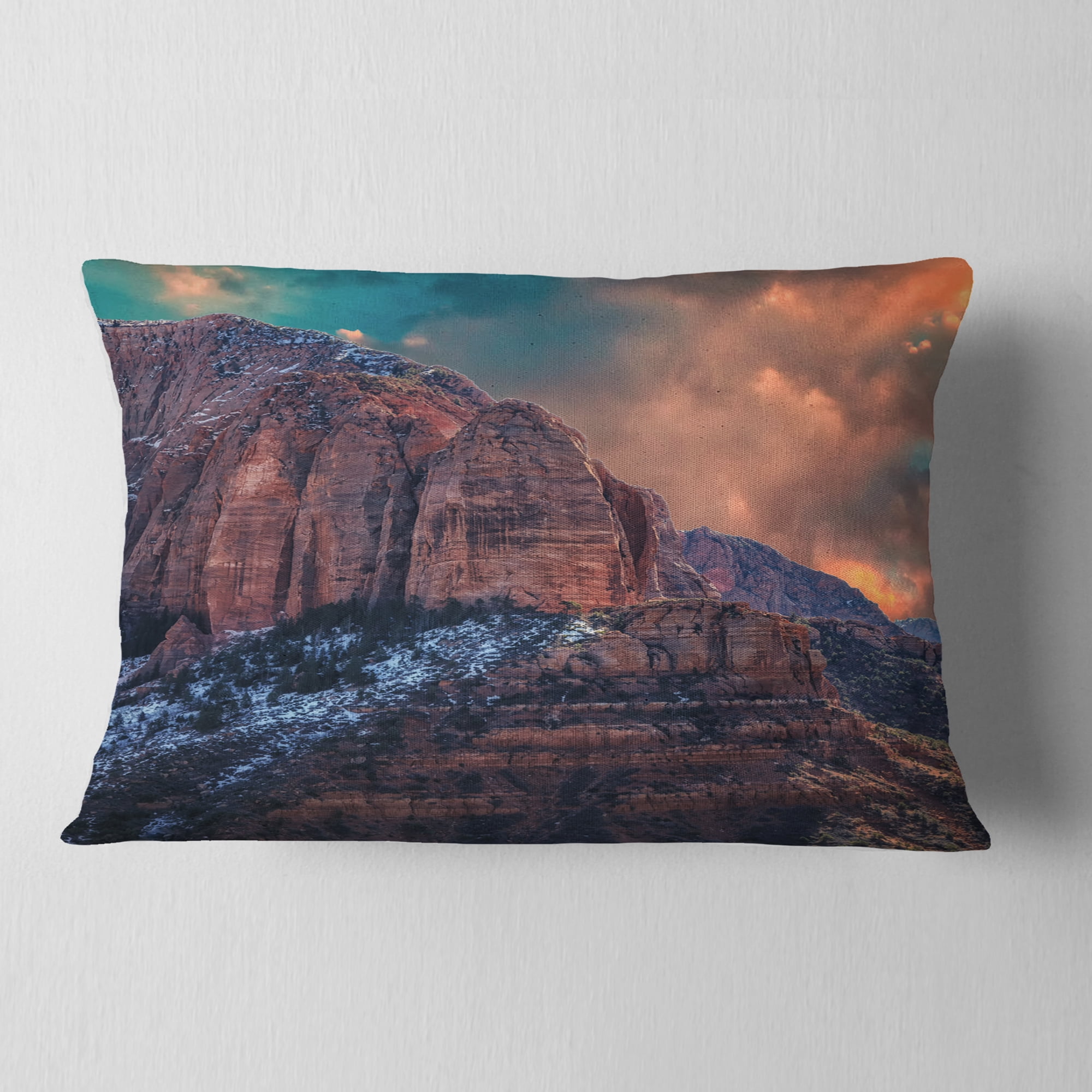 Designart Red Rock Under Sunrise Sky - Landscape Photography Throw Pillow - 12x20