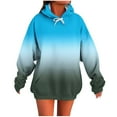 thumbnail image 2 of Xdegoge Fashion Hoodie for Women Long Sleeve Drawstring Hooded Sweatshirts Fashion Gradient Color Top with Kangaroo Pocket Casual Loose Athletic Tops, 2 of 5