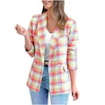 thumbnail image 2 of jsaierl Women's Plaid Blazers Houndstooth Long Sleeve Open Front Lapel Collar Jackets with Pockets, 2 of 7
