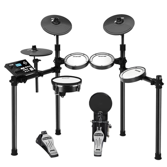 HXW SD61-5 Kit Batería Electrónica con Parches Silenciosos de Malla, Caja de Doble Zona de 8”, 440+
